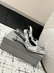 Colestore Balenciaga Double B Buckle Pointed Toe Sandals Flats Slingback Sliver - 5