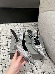 Colestore Balenciaga Double B Buckle Pointed Toe Sandals Flats Slingback Sliver - 4