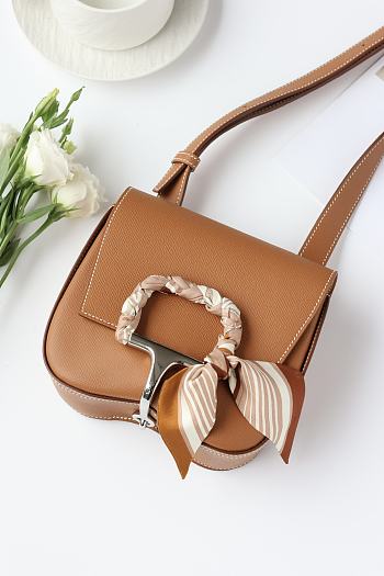 Colestore Hermes Della Cavalleria Mini Bag in Caramel Sliver Hardware