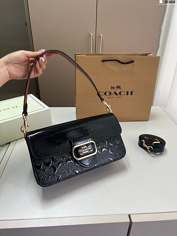 Colestore Coach Morgan Shoulder Bag In Signature Leather in Black 26x12cm