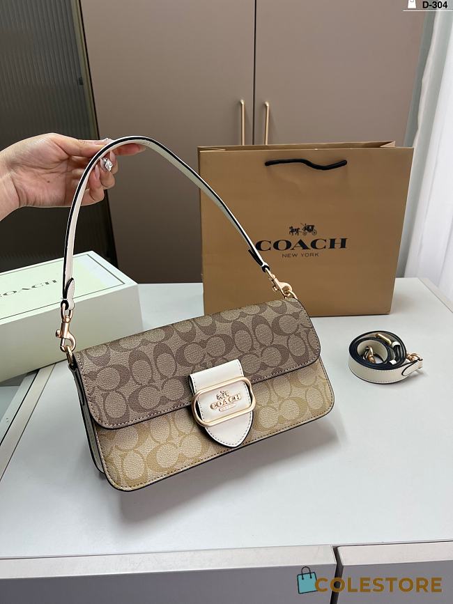 Colestore Coach Morgan Shoulder Bag In Blocked Signature Canvas 26x12cm - 1