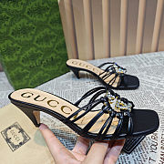 Colestore Gucci Sandals Crystal-Embellished Diamond Buckle in Black  - 6
