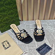 Colestore Gucci Sandals Crystal-Embellished Diamond Buckle in Black  - 5