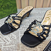 Colestore Gucci Sandals Crystal-Embellished Diamond Buckle in Black  - 4