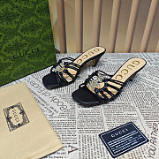 Colestore Gucci Sandals Crystal-Embellished Diamond Buckle in Black  - 2