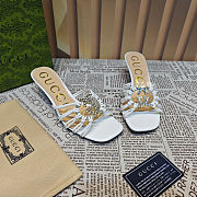 Colestore Gucci Sandals Crystal-Embellished Diamond Buckle in White - 4