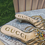 Colestore Gucci Sandals Crystal-Embellished Diamond Buckle in Gold - 6