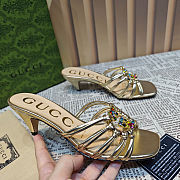 Colestore Gucci Sandals Crystal-Embellished Diamond Buckle in Gold - 5