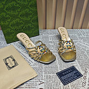 Colestore Gucci Sandals Crystal-Embellished Diamond Buckle in Gold - 4