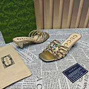 Colestore Gucci Sandals Crystal-Embellished Diamond Buckle in Gold - 3