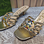 Colestore Gucci Sandals Crystal-Embellished Diamond Buckle in Gold - 2