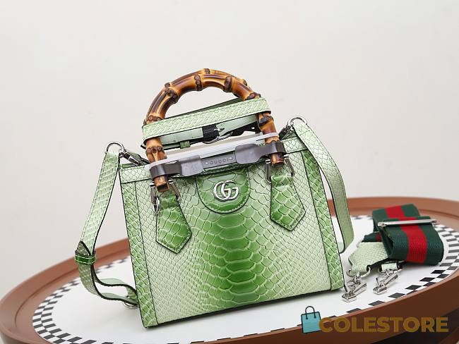 Colestore Gucci Diana Python Small Tote Bag Gradient Green 20x16x10cm - 1