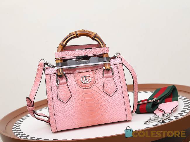 Colestore Gucci Diana Python Small Tote Bag Pastel Pink 20x16x10cm - 1