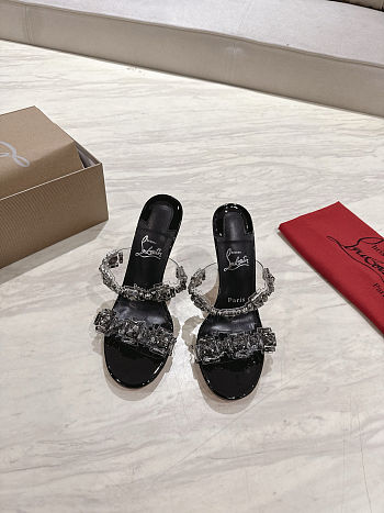 Colestore Christian Louboutin JUST QUEEN Crystal High-Heeled Sandals in Black