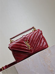 Colestore YSL College Mini In Shiny Leather Hot Wine 20×13×3cm - 5