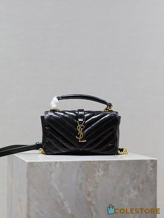 Colestore YSL College Mini In Shiny Leather Black 20×13×3cm - 1