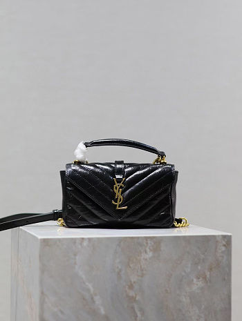 Colestore YSL College Mini In Shiny Leather Black 20×13×3cm