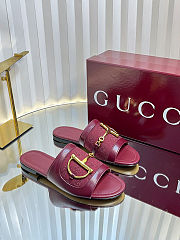 Colestore Gucci Slide Sandal with Horsebit in Red - 1