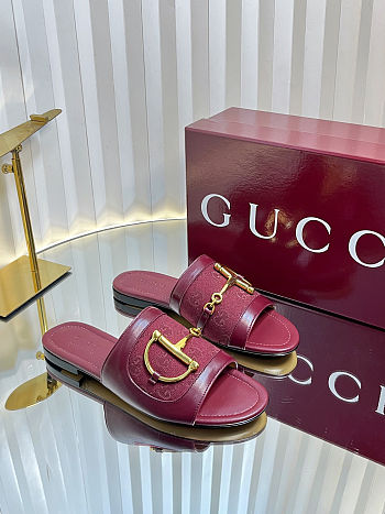 Colestore Gucci Slide Sandal with Horsebit in Red