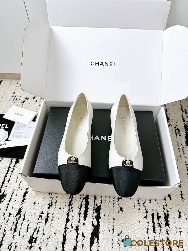 Colestore Chanel White Ballet Flats  - 1