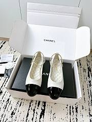 Colestore Chanel Lambskin Patent Calfskin Cap Toe Ankle Chain Ballerina Flats White - 1