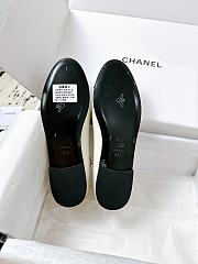 Colestore Chanel Lambskin Patent Calfskin Cap Toe Ankle Chain Ballerina Flats White - 5