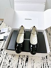 Colestore Chanel Lambskin Patent Calfskin Cap Toe Ankle Chain Ballerina Flats Black - 1