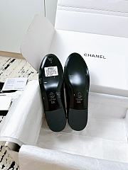 Colestore Chanel Lambskin Patent Calfskin Cap Toe Ankle Chain Ballerina Flats Black - 5