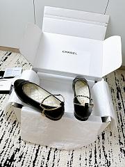 Colestore Chanel Lambskin Patent Calfskin Cap Toe Ankle Chain Ballerina Flats Black - 4