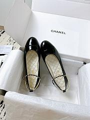 Colestore Chanel Lambskin Patent Calfskin Cap Toe Ankle Chain Ballerina Flats Black - 2