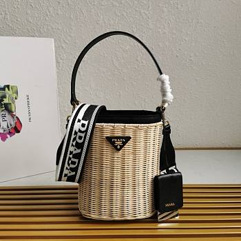 Colestore Prada Wicker And Canvas Bag 18x19x11cm