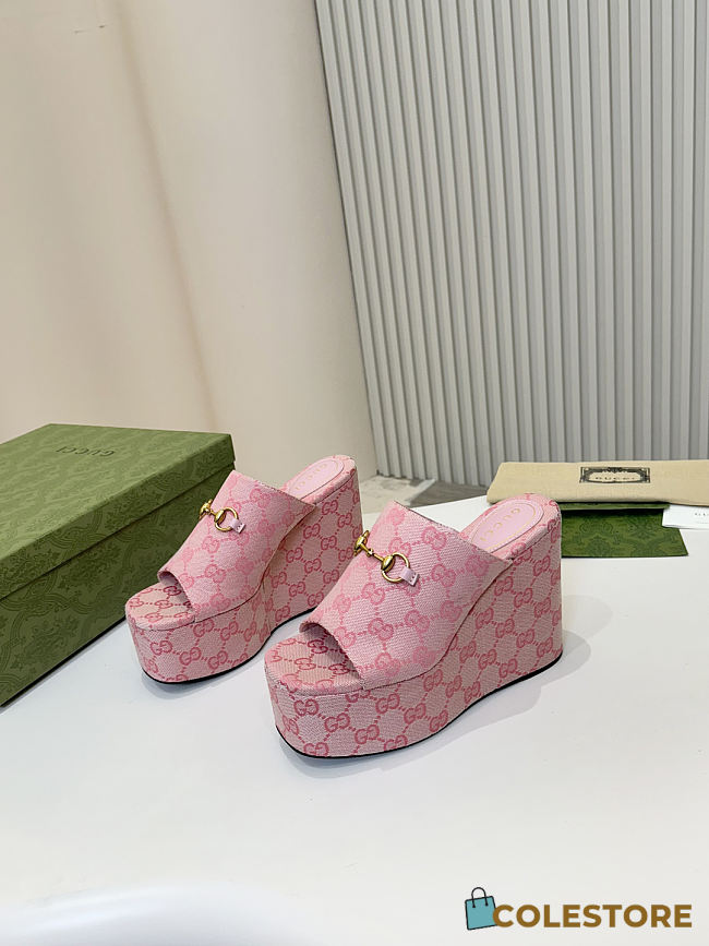 Colestore Gucci Women's Interlocking G Horsebit Flatform in Pink - 1