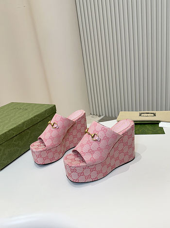 Colestore Gucci Women's Interlocking G Horsebit Flatform in Pink