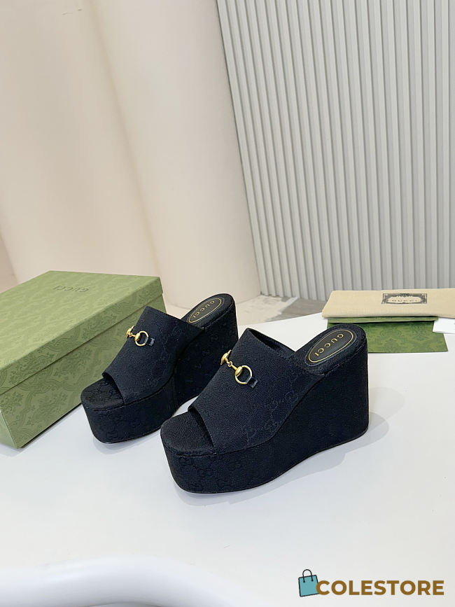 Colestore Gucci Women's Interlocking G Horsebit Flatform in Black - 1