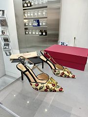 Colestore Valentino Garavani Embroidered raffia VLogo Signature Slingback Pumps Black - 2