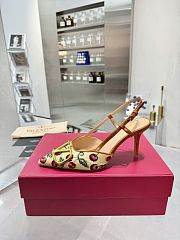  Colestore Valentino Garavani Embroidered raffia VLogo Signature Slingback Pumps  - 4