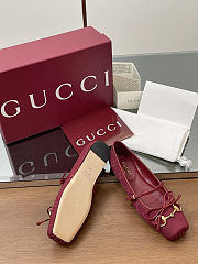 Colestore Gucci Horsebit Ballet Flat Red Oginal GG Canvas  - 2