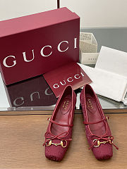 Colestore Gucci Horsebit Ballet Flat Red Oginal GG Canvas  - 3