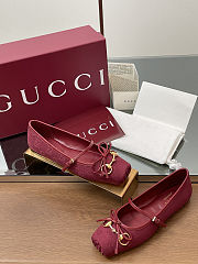 Colestore Gucci Horsebit Ballet Flat Red Oginal GG Canvas  - 4