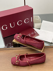 Colestore Gucci Horsebit Ballet Flat Red Oginal GG Canvas  - 5