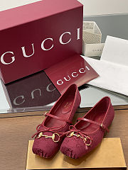 Colestore Gucci Horsebit Ballet Flat Red Oginal GG Canvas  - 6