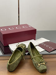 Colestore Gucci Horsebit Ballet Flat Green Oginal GG Canvas  - 2