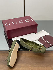 Colestore Gucci Horsebit Ballet Flat Green Oginal GG Canvas  - 5