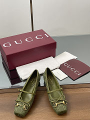 Colestore Gucci Horsebit Ballet Flat Green Oginal GG Canvas  - 4