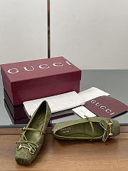 Colestore Gucci Horsebit Ballet Flat Green Oginal GG Canvas  - 6
