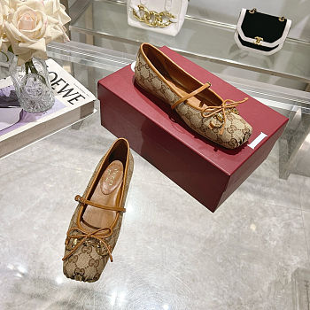 Colestore Gucci Horsebit Ballet Flat Brown Oginal GG Canvas 