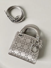 Colestore Dior Mini Lady Dior Gray Strass Cannage Satin 17×15×7cm - 6