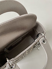 Colestore Dior Mini Lady Dior Gray Strass Cannage Satin 17×15×7cm - 5