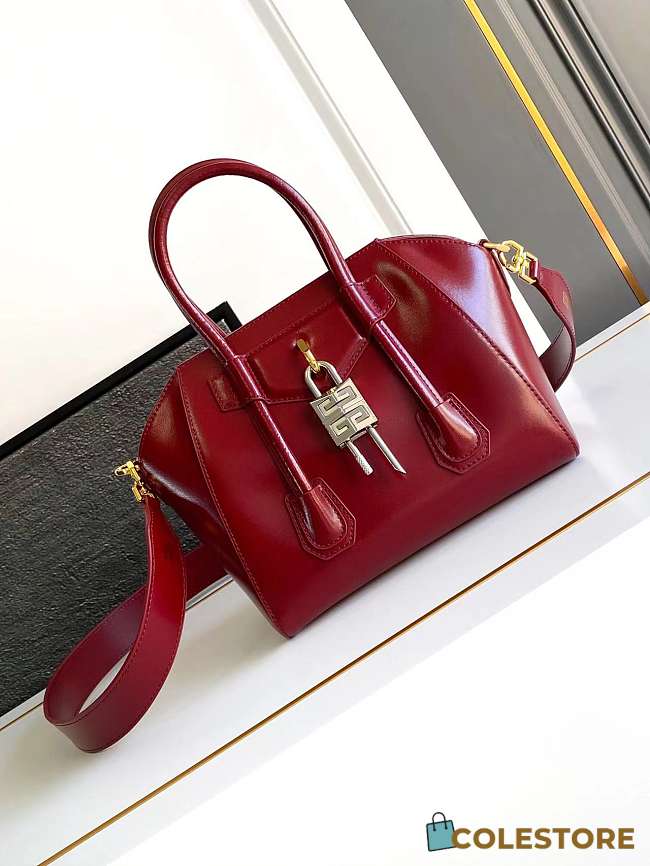 Colestore Givenchy Women's Mini Antigona Lock Red Bag In Box Leather 22x18x13cm - 1