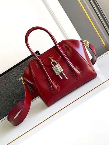 Colestore Givenchy Women's Mini Antigona Lock Red Bag In Box Leather 22x18x13cm